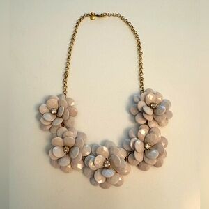 Vintage J.Crew Grey Floral Rhinestone Statement Necklace